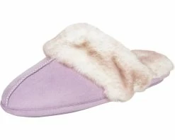 Jessica Simpson Women's Comfy Faux Fur House Slipper Scuff Memory Foam Slip On Anti-Skid Sole