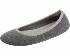 Isotoner Women's Stretch Velour Victoria Ballerina House Slipper With All Around Memory Foam Comfort