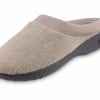 Isotoner Women's Terry And Satin Slip On Cushioned Slipper With Memory Foam For Indoor/Outdoor Comfort