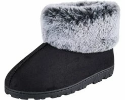 Jessica Simpson Women's And Girls Microsuede Super Soft Bootie Slippers With Indoor Outdoor Sole- Mommy & Me Set Options